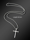 Punk Rock Titanium Steel Silver Long Chain Cross Pendant Necklace for Men Party