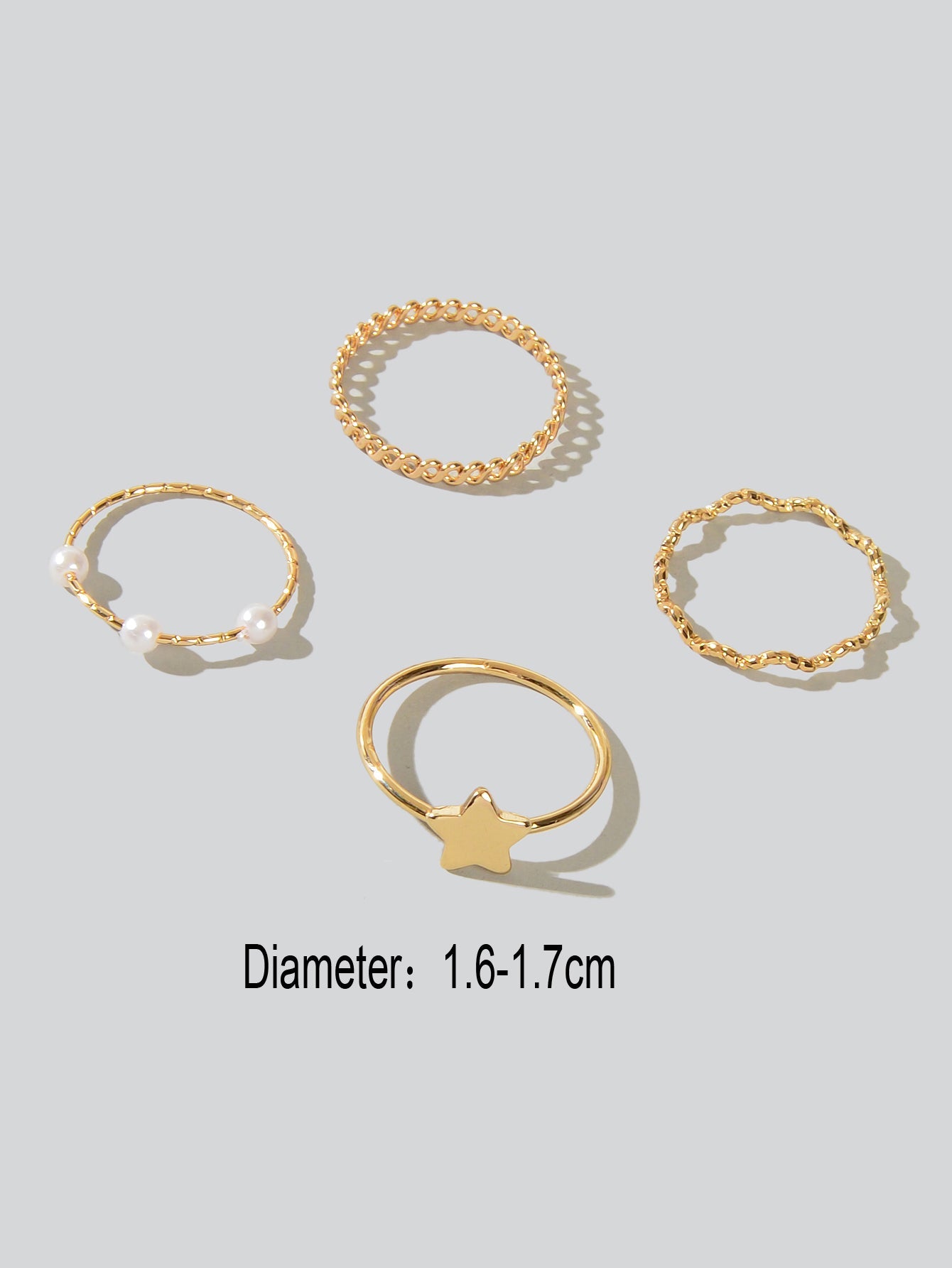 4pcs Gold Star Stackable Knuckle Bohemian Joint Finger Midi Rings Set Mixed Size