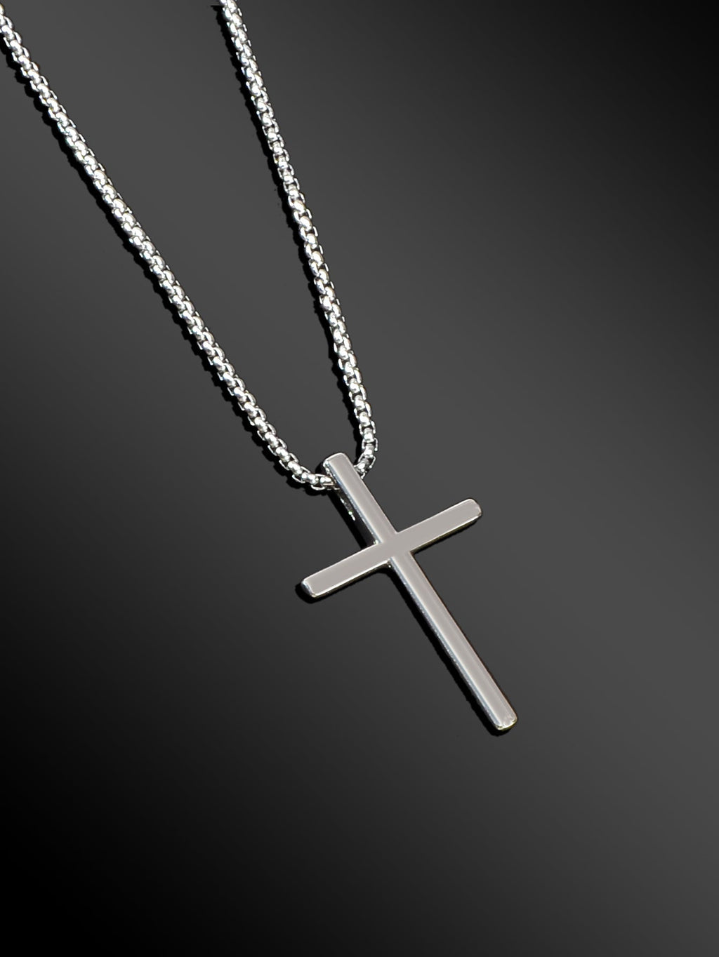Punk Rock Titanium Steel Silver Long Chain Cross Pendant Necklace for Men Party
